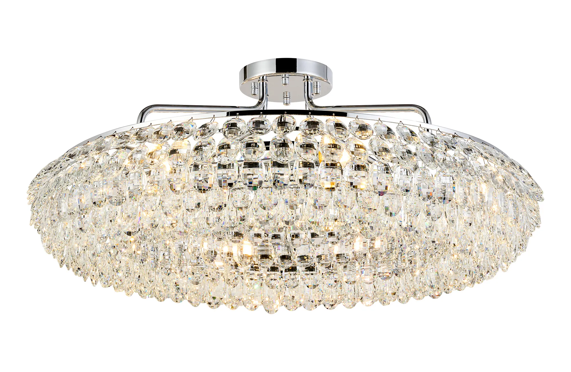 IL32932CH  Coniston 80cm Semi Flush Ring Ceiling, 8 Light E14, Polished Chrome/Crystal Item Weight: 20kg